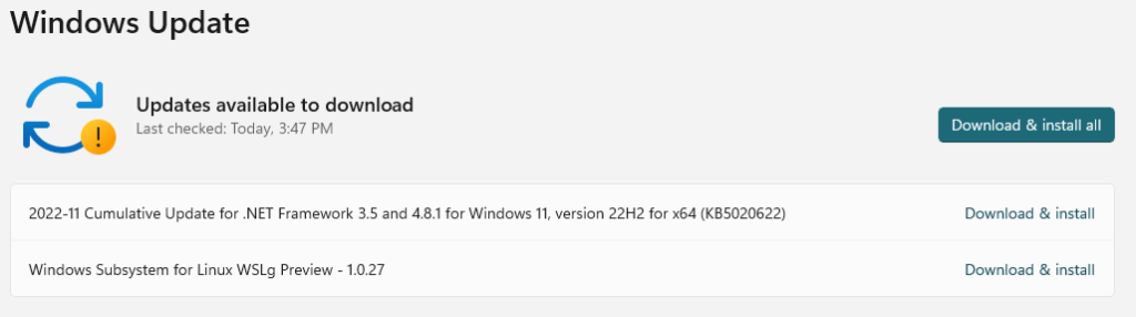 Windows 11 update available