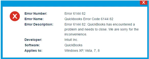 QuickBooks error code 6144 82