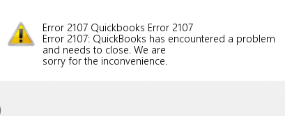 QuickBooks Message Code 2107 