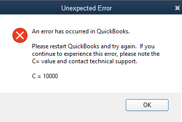 QuickBooks Error Code=10000
