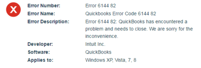 QuickBooks Error 6144 82
