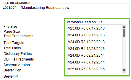 File Information window in QuickBooks