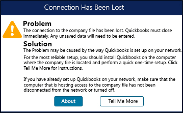 QuickBooks Connection has been lost