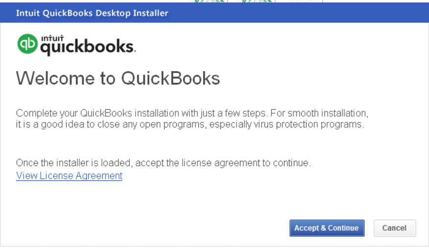 QuickBooks Installation 3 Accept and Continue
