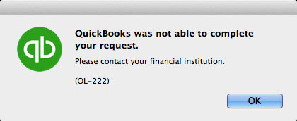 QuickBooks error OL 222