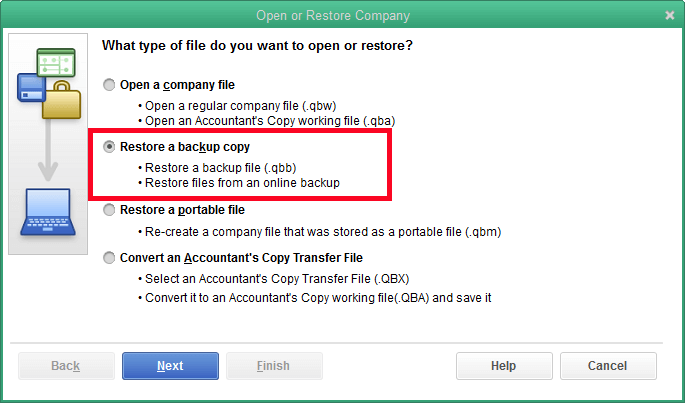 restore a backup copy 1