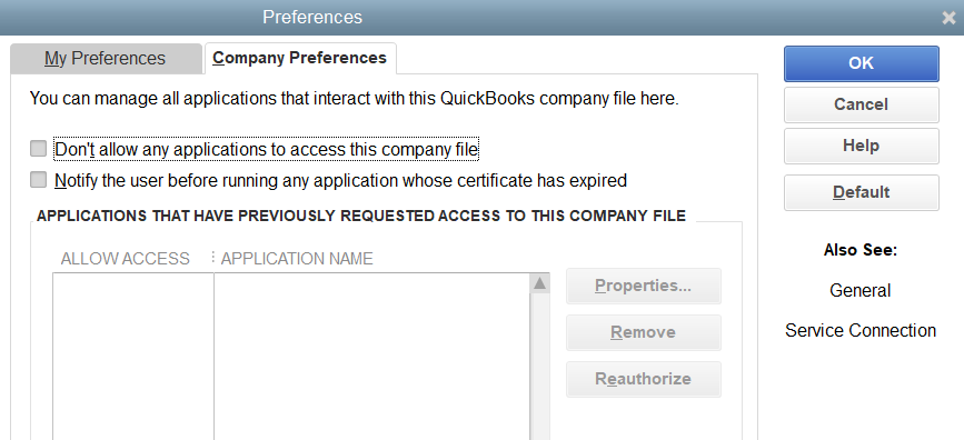 QuickBooks Company Preferences