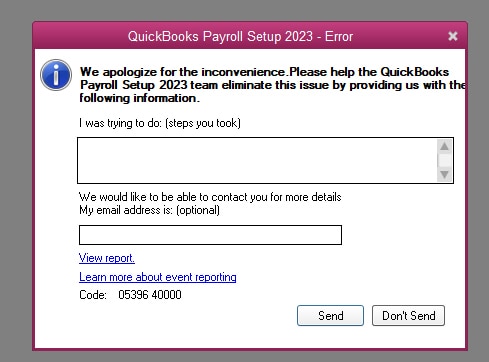 QuickBooks Payroll Setup Error